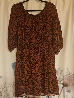 Knox Rose Brown and Black Leopard Print Mini Dress